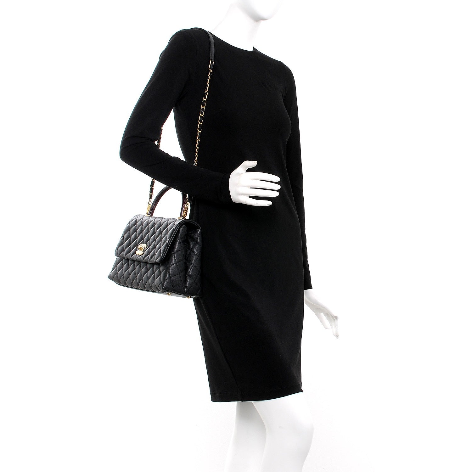 Chanel Caviar Lizard Quilted Small Coco Handle Flap Black 2 of 8