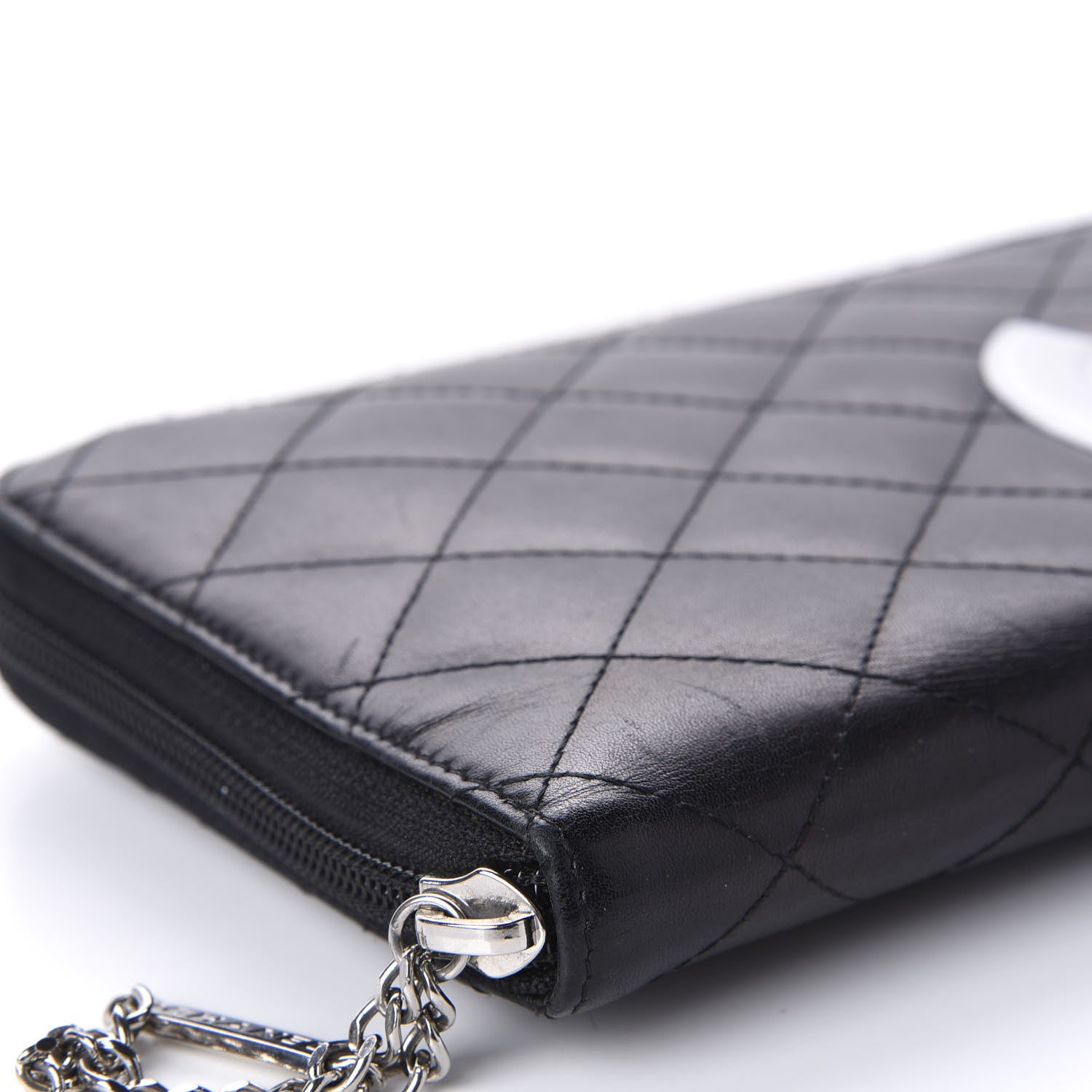 Chanel Calfskin Cambon Zip Around Organizer Wallet Black White 16 of 17