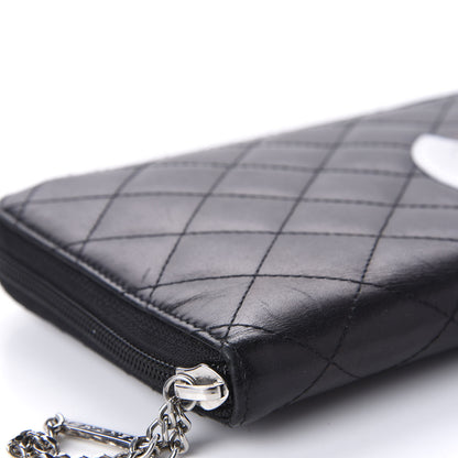 Chanel Calfskin Cambon Zip Around Organizer Wallet Black White 16 of 17