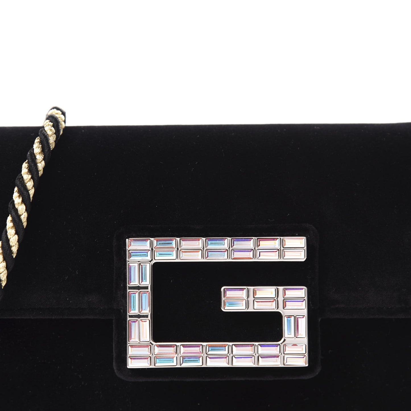 Velvet Crystal Square G Shoulder Bag Black