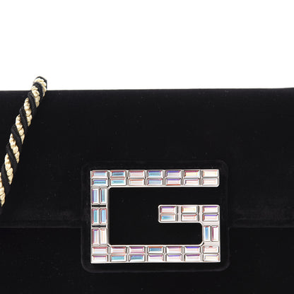 Gucci Velvet Crystal Square G Shoulder Bag Black 10 of 11
