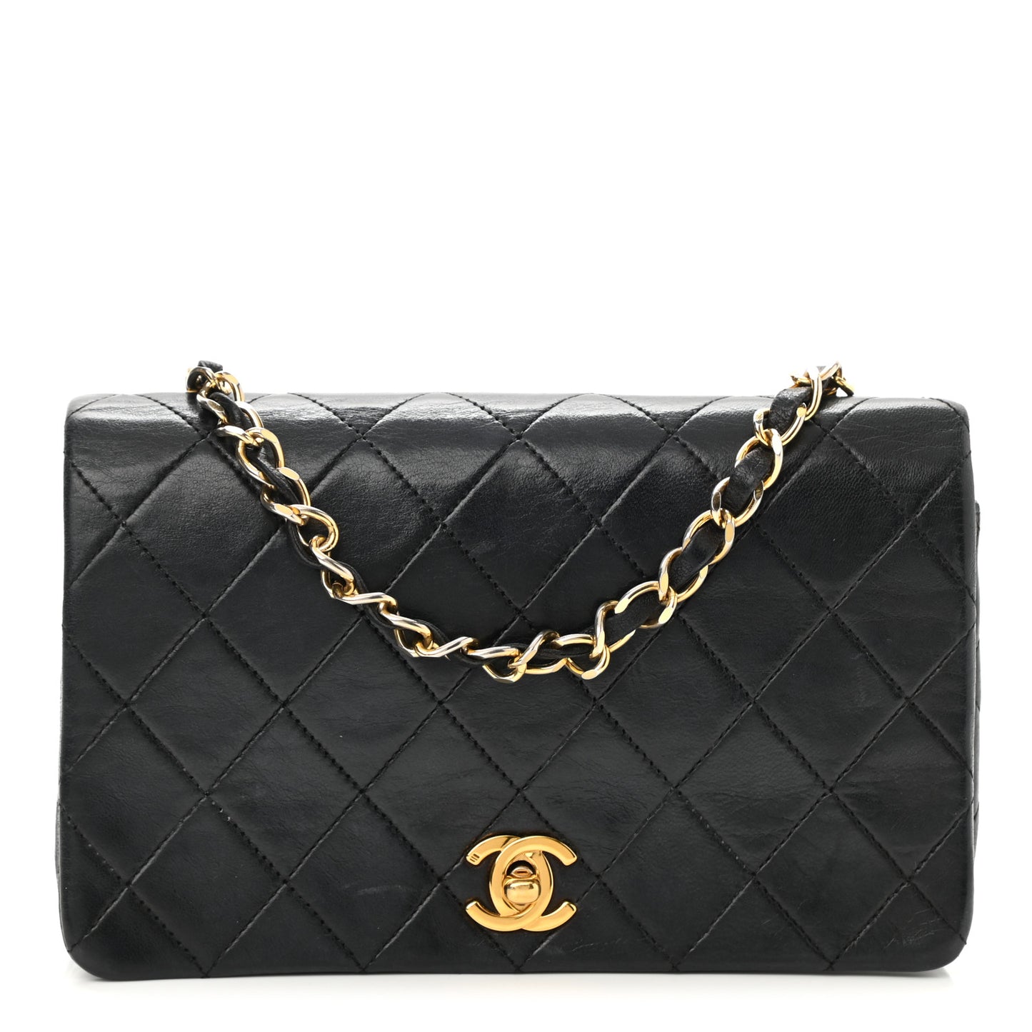 Lambskin Quilted Small Single Flap Bag Black