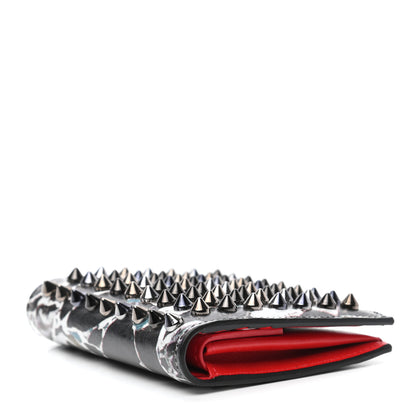 Christian Louboutin Calfskin Marble Print Spiked Bi-Fold Wallet Black 4 of 8