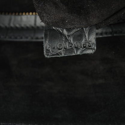 Celine Crocodile Embossed Calfskin Medium Phantom Luggage Black 13 of 24