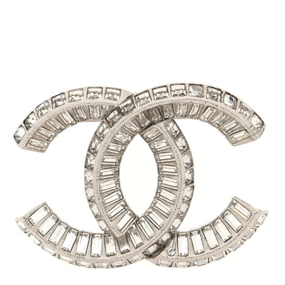 Chanel Baguette Crystal CC Brooch Silver 1 of 4
