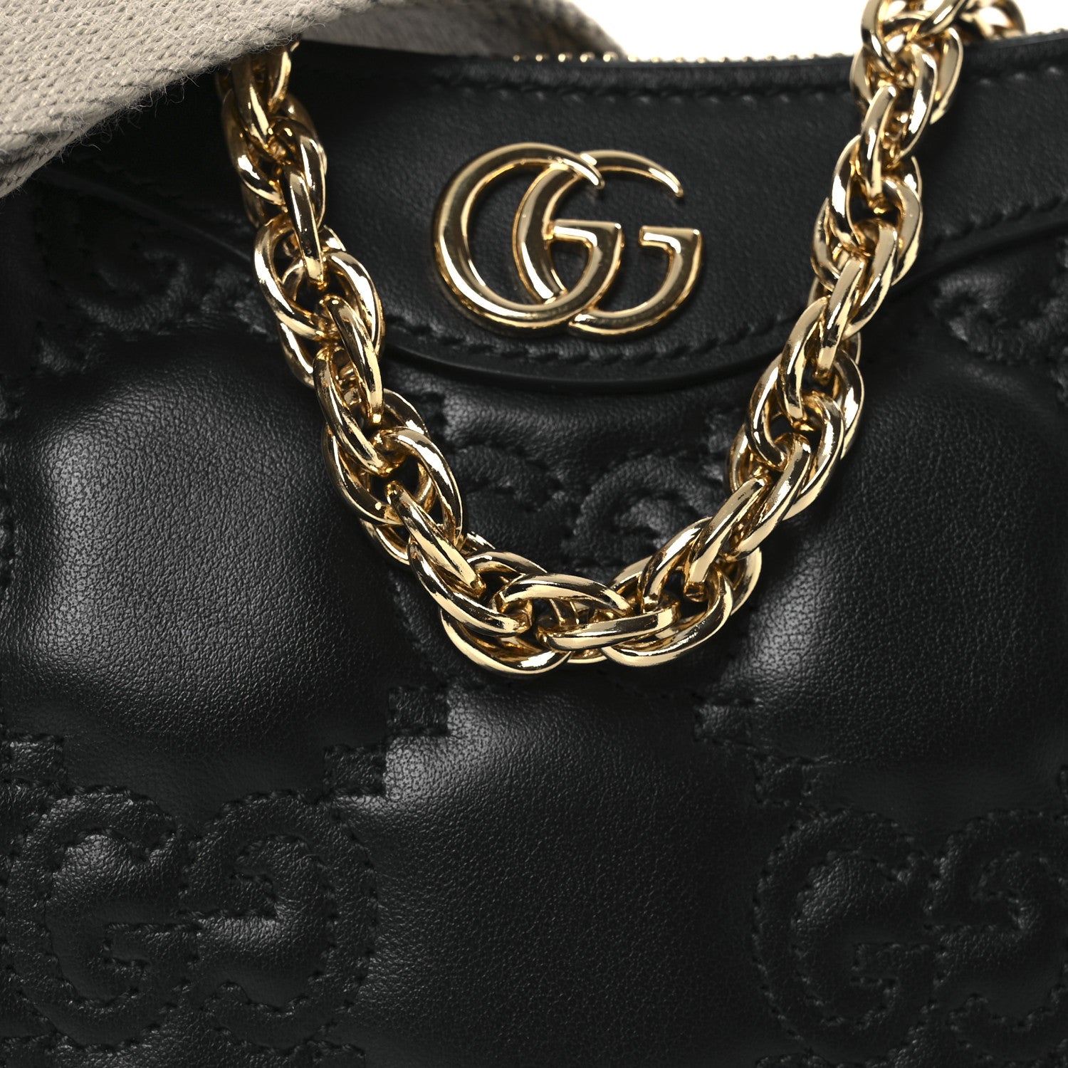 Gucci Calfskin GG Matelasse Chain Handbag Black Natural 8 of 10