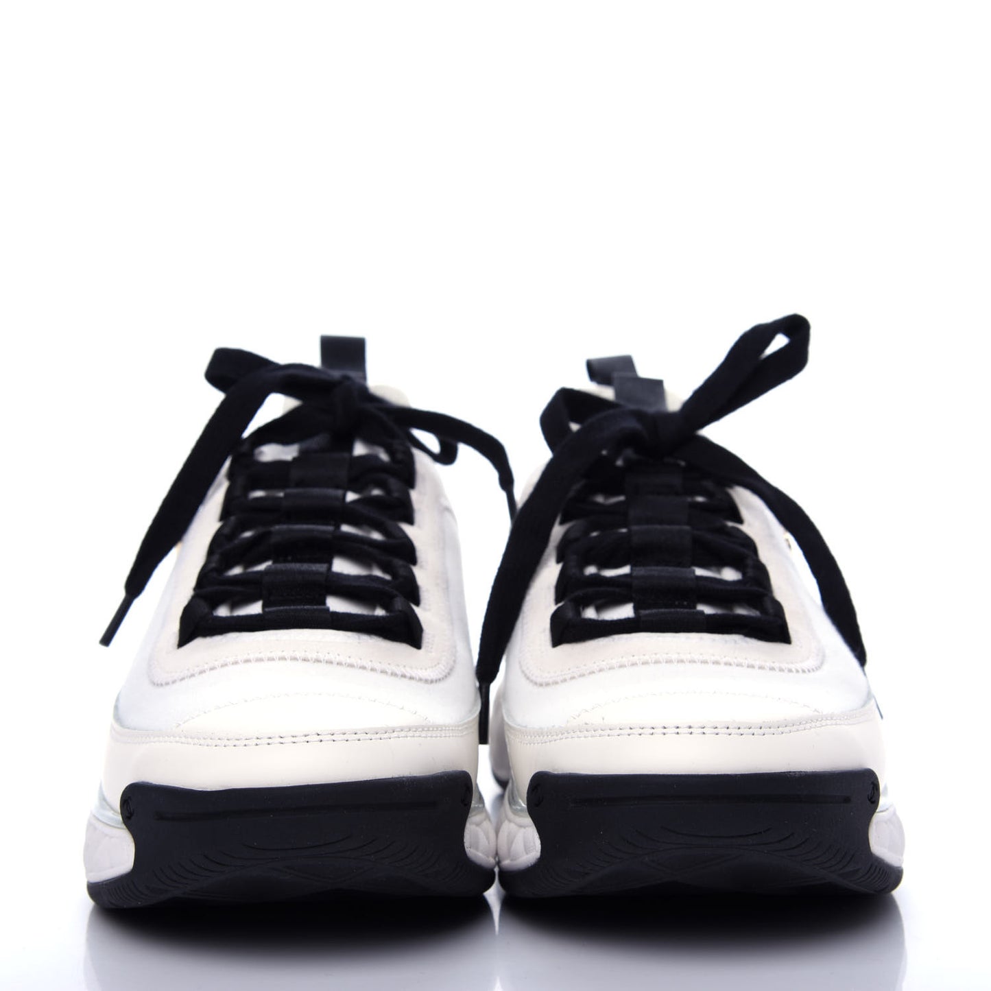 Velvet Calfskin Mixed Fibers CC Sneakers 39 Ivory Black