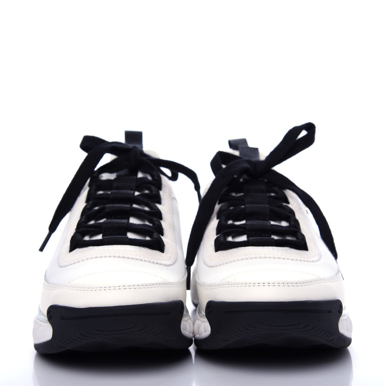 Chanel Velvet Calfskin Mixed Fibers CC Sneakers 39 Ivory Black 2 of 11
