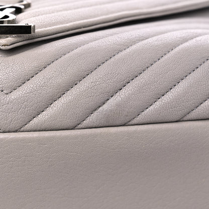 Saint Laurent Sheepskin Matelasse Chevron Monogram Large College Satchel Light Grey 13 of 15
