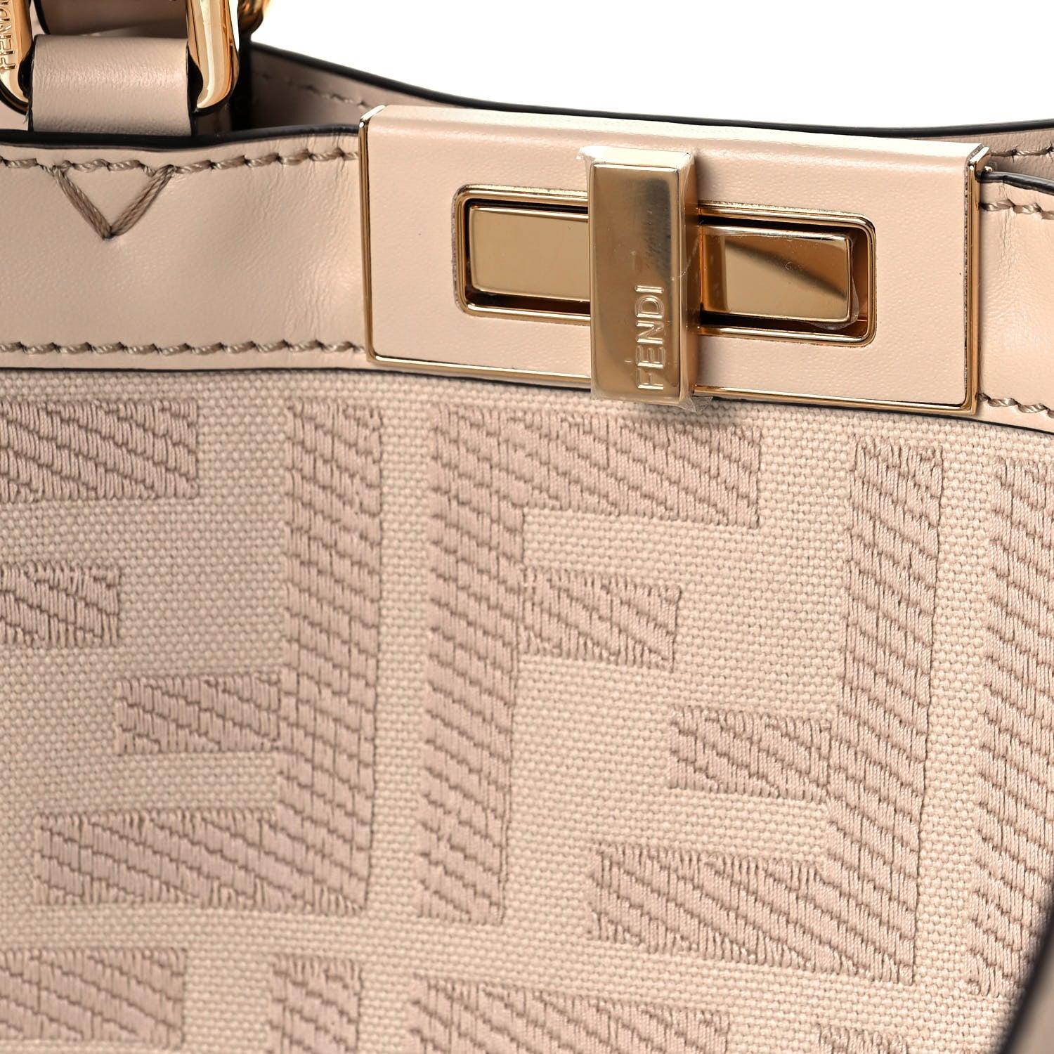 Fendi Canvas Vitello King FF Embroidered Medium Peekaboo X-Tote Poudre 8 of 13