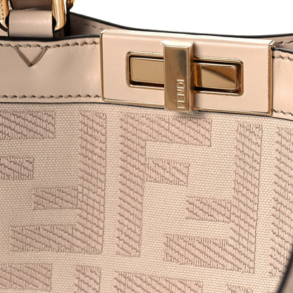 Fendi Canvas Vitello King FF Embroidered Medium Peekaboo X-Tote Poudre 8 of 13