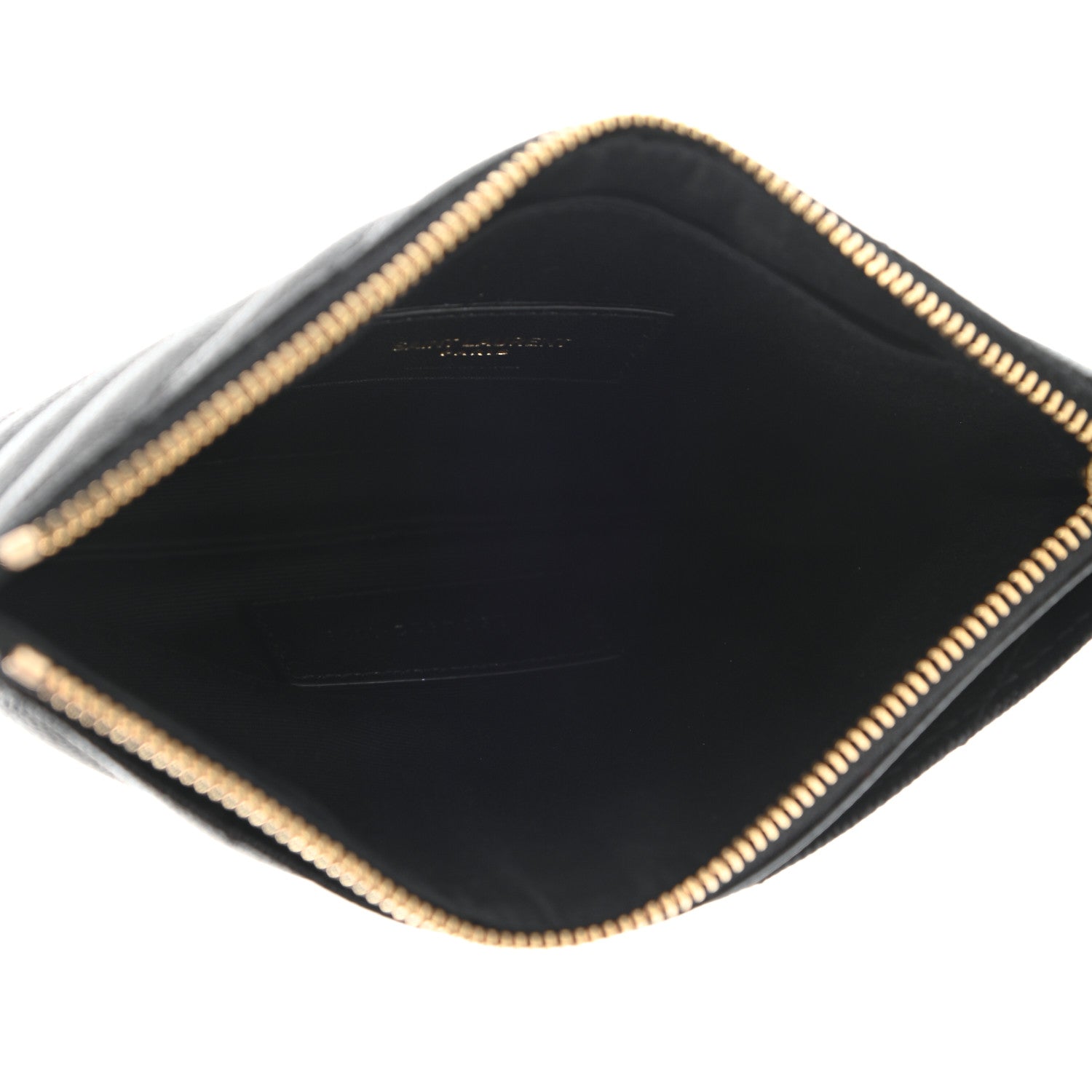 Saint Laurent Grain De Poudre Chevron Monogram Bill Pouch Black 5 of 9