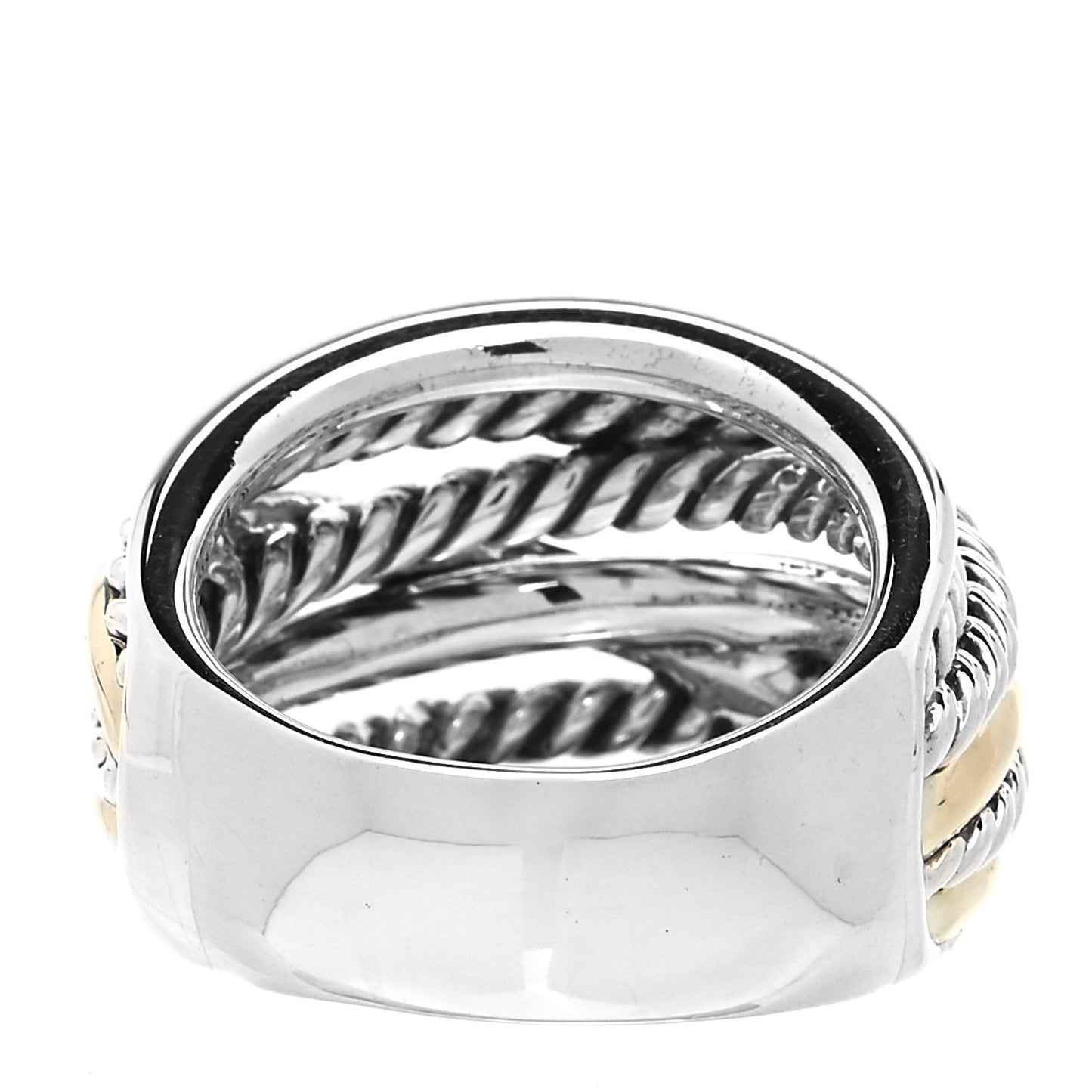 Sterling Silver 14K Yellow Gold Wide Crossover Ring 57 8