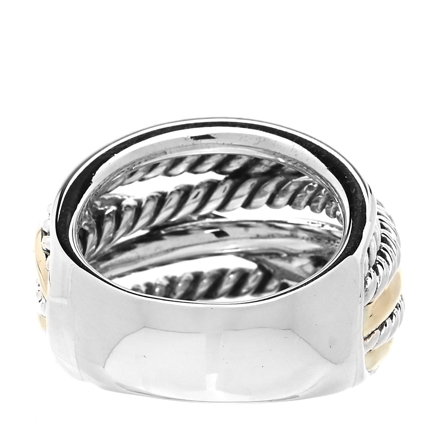 David Yurman Sterling Silver 14K Yellow Gold Wide Crossover Ring 57 8 3 of 4