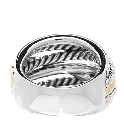 David Yurman Sterling Silver 14K Yellow Gold Wide Crossover Ring 57 8 3 of 4