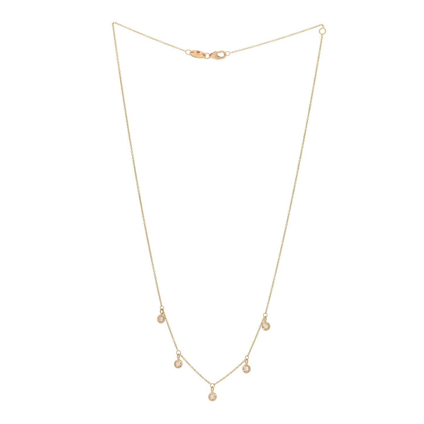 18K Yellow Gold Diamond Diamonds By The Inch Dangling Five Station Necklace