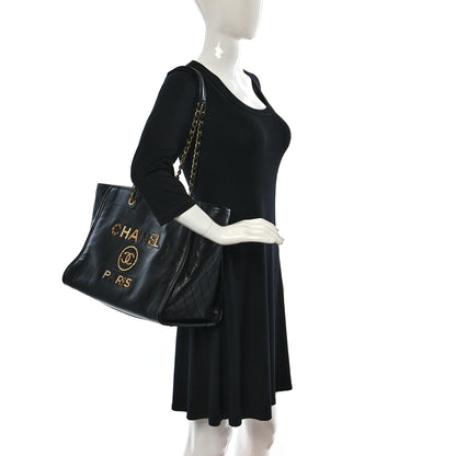 Chanel Aged Calfskin Medium Charms Deauville Tote Black 2 of 9