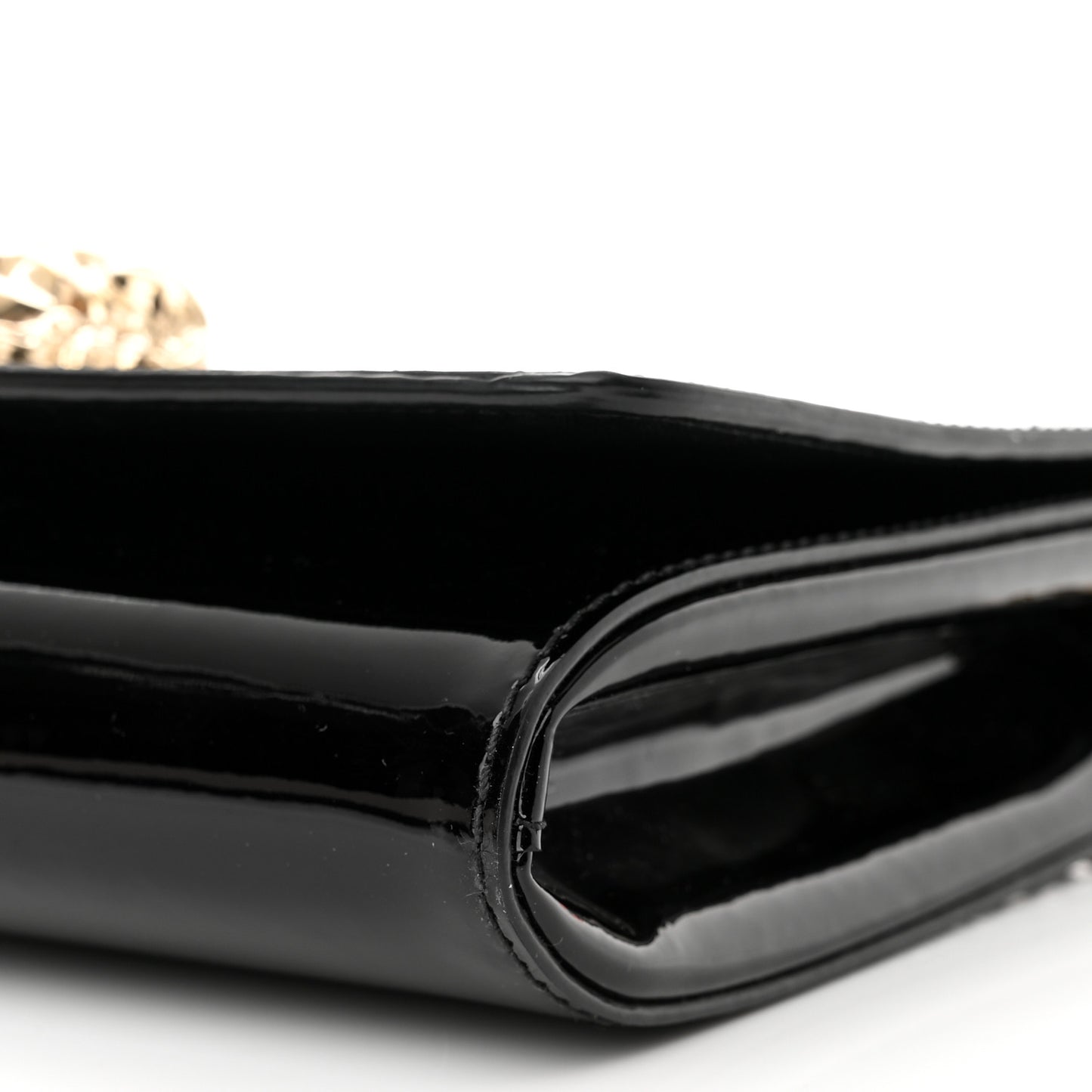 Patent Palazzo Medusa Chain Evening Bag Black