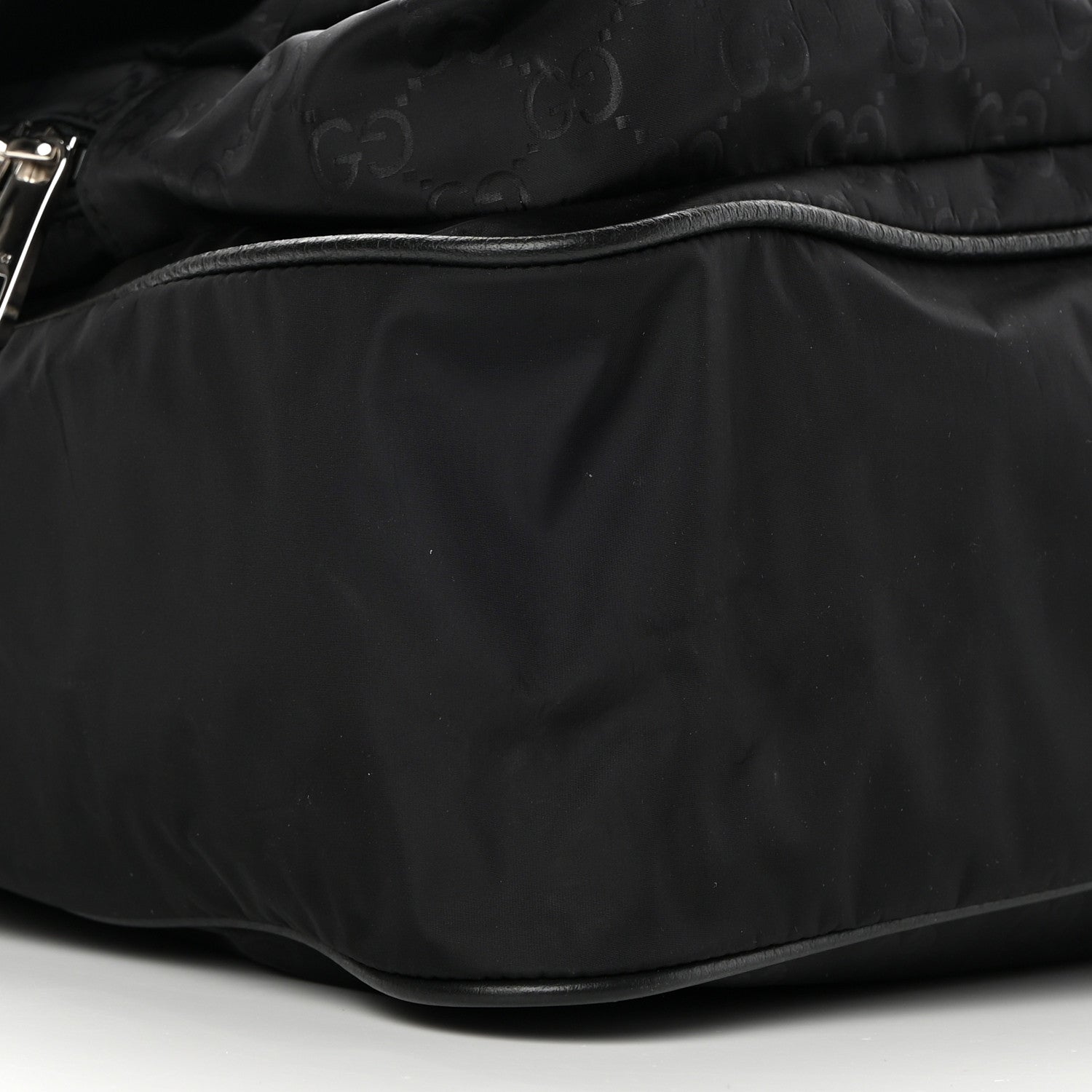 Gucci Nylon Monogram Double Buckle Flap Messenger Bag Black 9 of 10