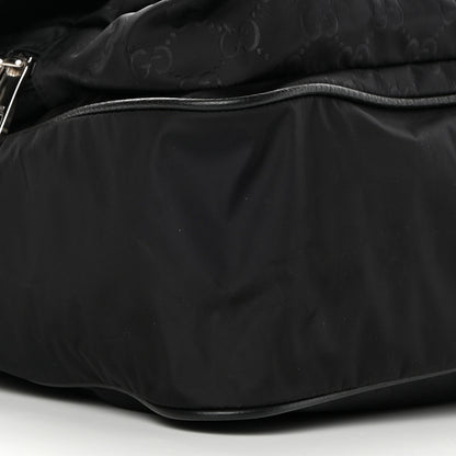 Gucci Nylon Monogram Double Buckle Flap Messenger Bag Black 9 of 10