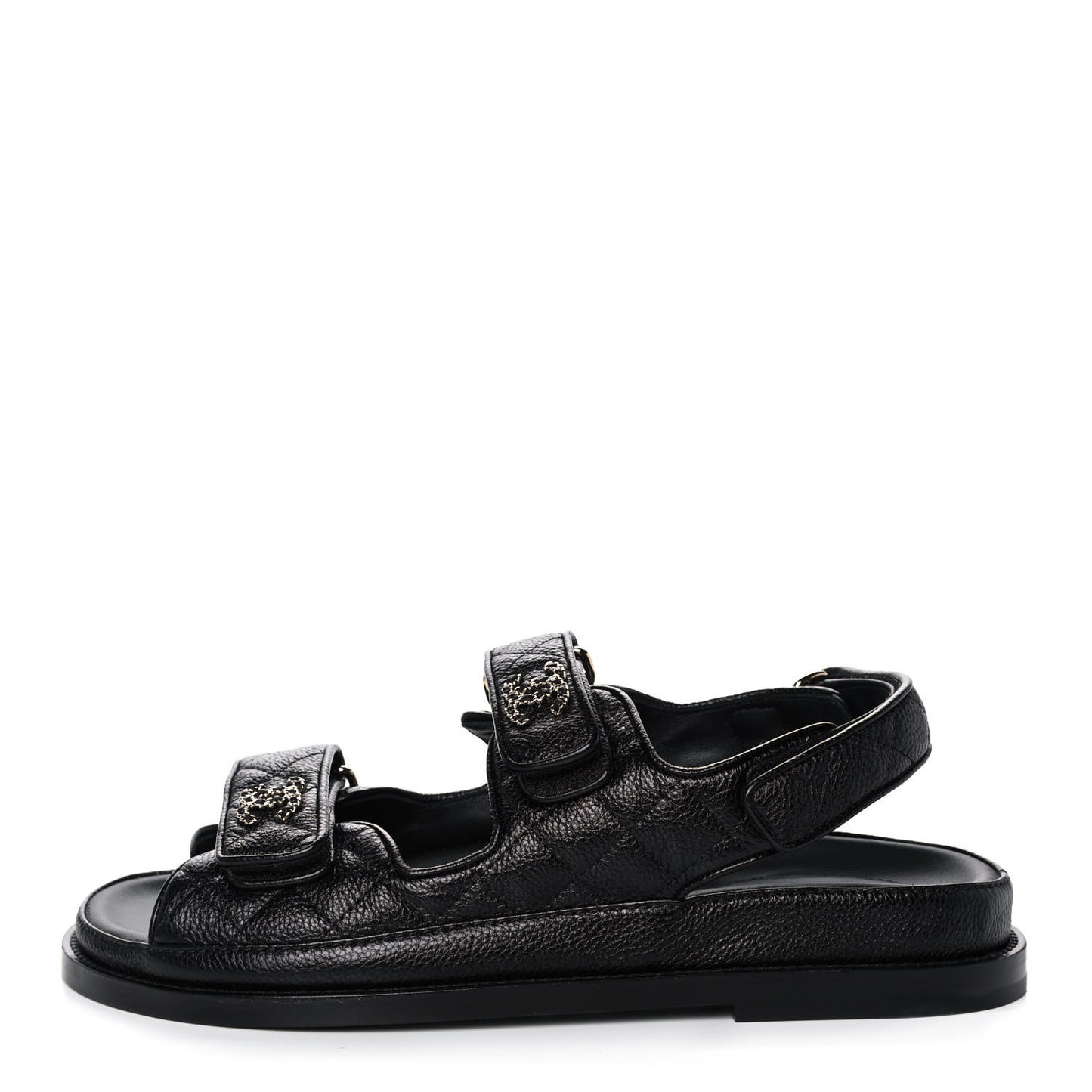 Grained Calfskin Velcro Dad Sandals 36.5 Black