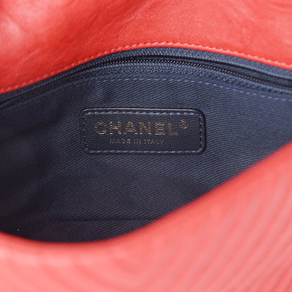 Chanel Calfskin Surpique Chevron Small Flap Red 5 of 8