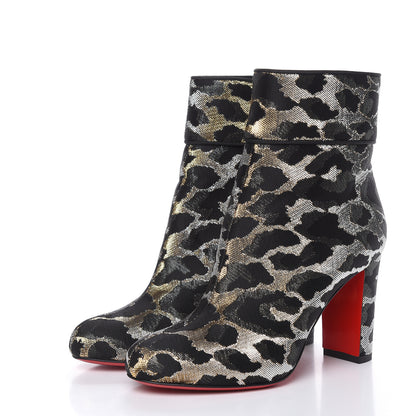 Christian Louboutin Jacquard Feline Moulamax 85 Booties 36 Black Gold 5 of 9