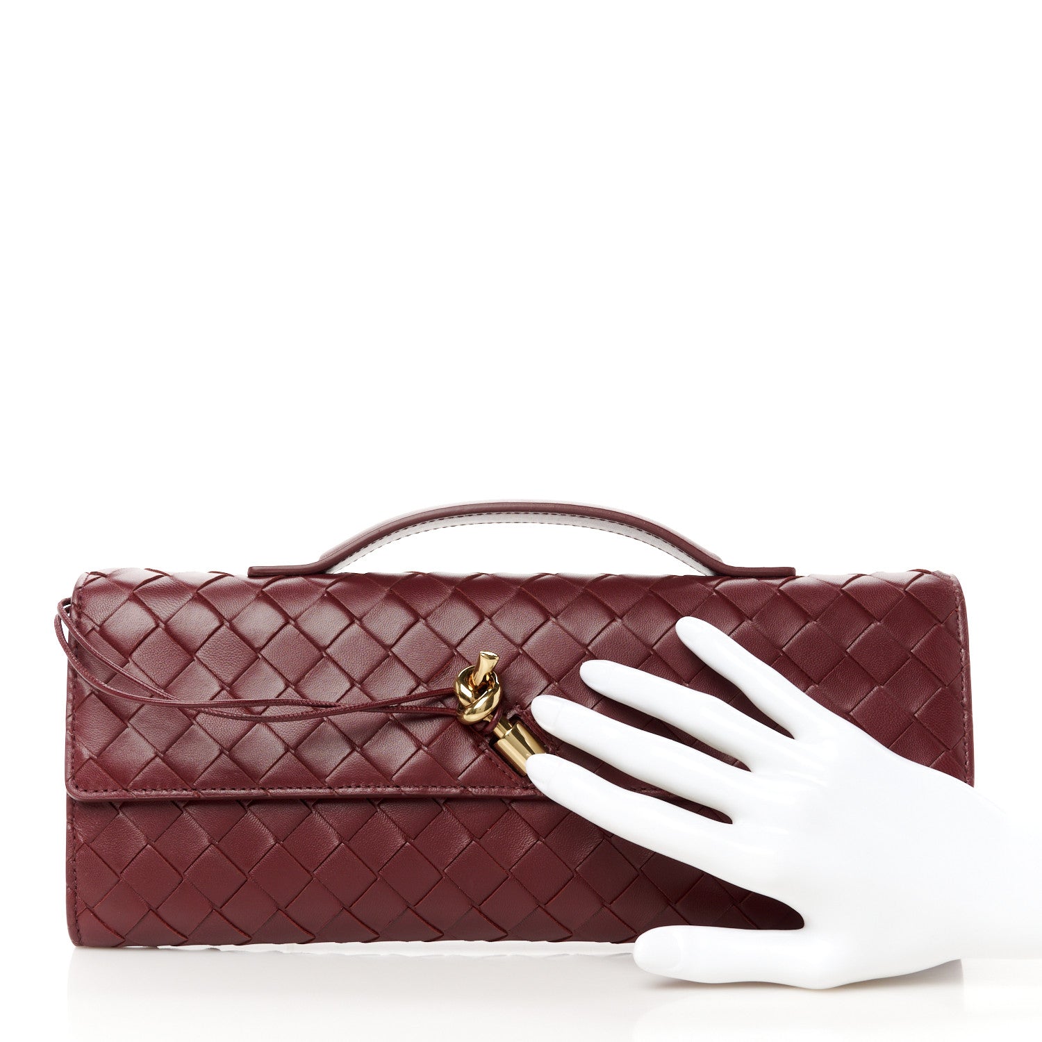 Bottega Veneta Nappa Intrecciato Long Andiamo Top Handle Clutch Barolo 2 of 7