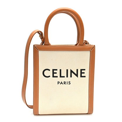 Celine Canvas Calfskin Mini Vertical Cabas Natural Tan 1 of 9