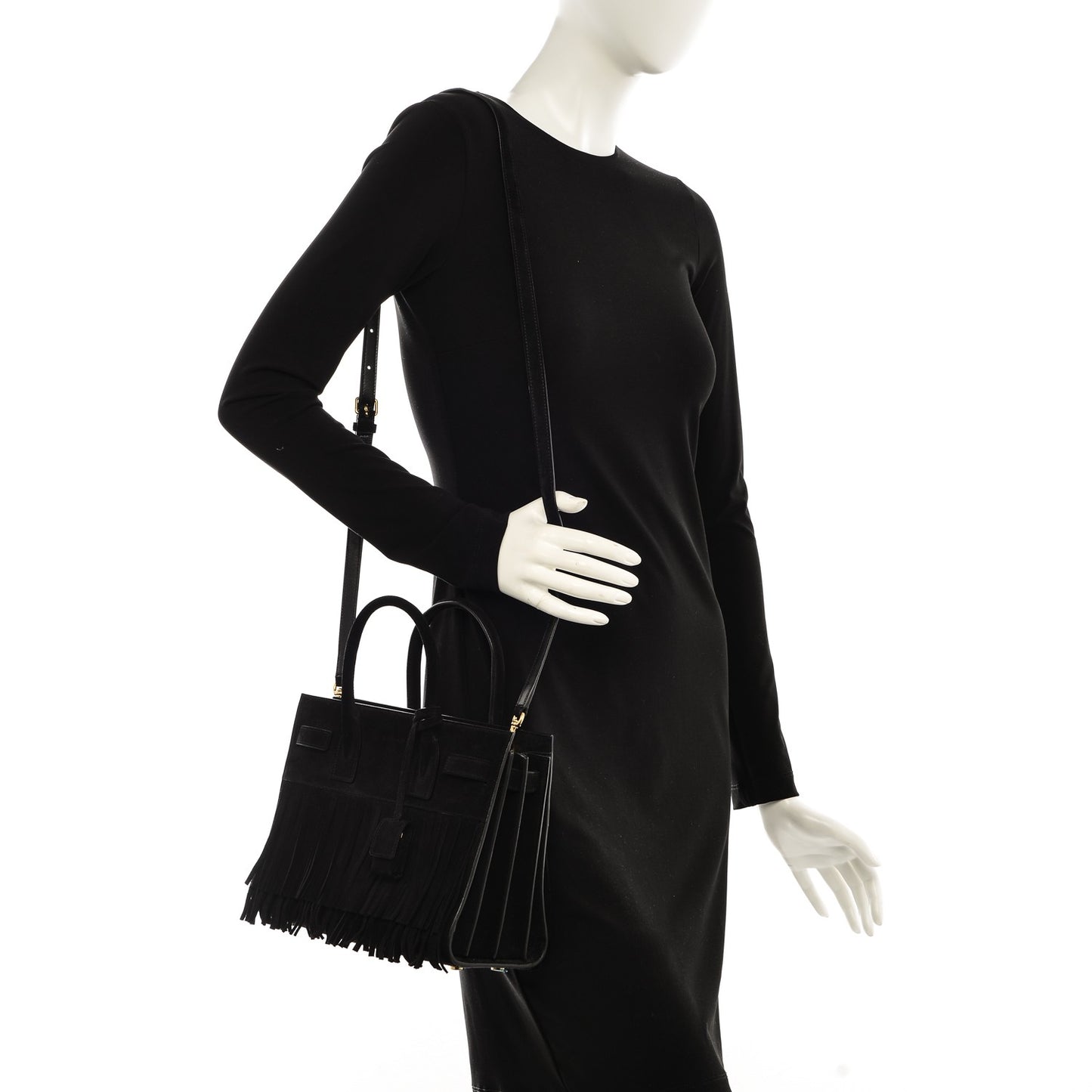 Suede Fringe Baby Sac De Jour Black