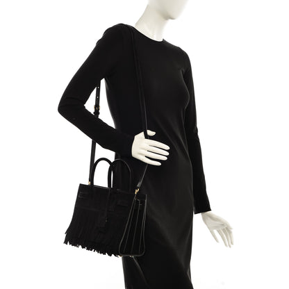 Saint Laurent Suede Fringe Baby Sac De Jour Black 2 of 6