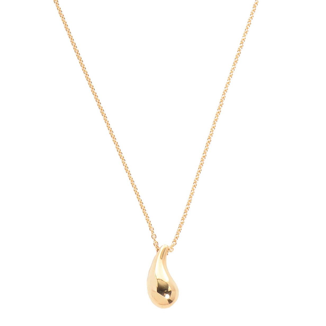 Tiffany 18K Yellow Gold 12mm Elsa Peretti Teardrop Pendant Necklace 1 of 6