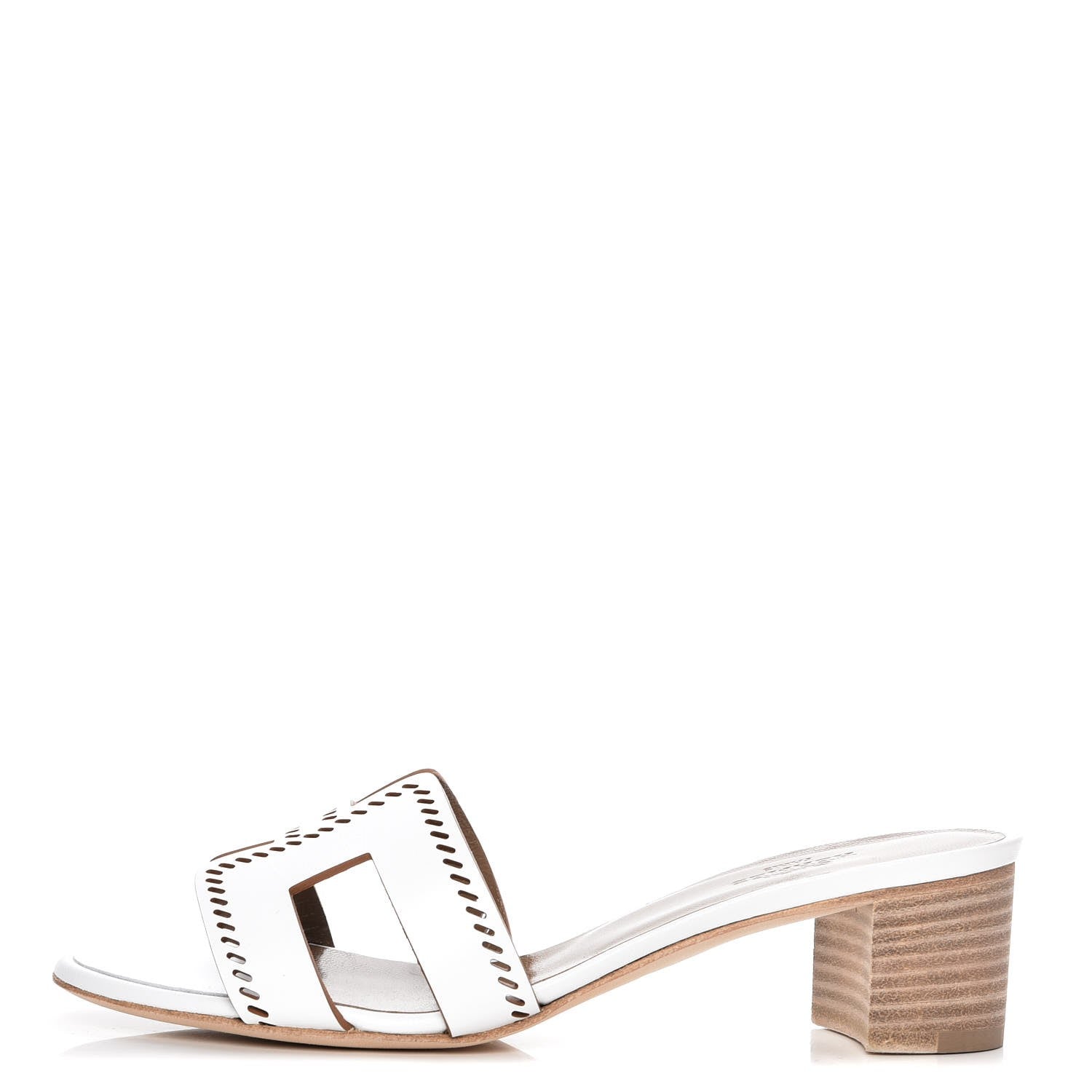 Hermes Calfskin Perforated Oasis Sandals 35 White 1 of 8