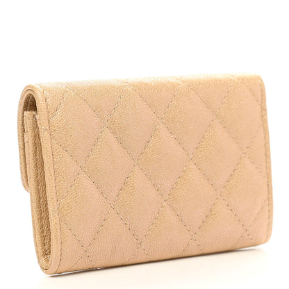 Chanel Iridescent Caviar Quilted Flap Card Holder Wallet Beige 3 of 9