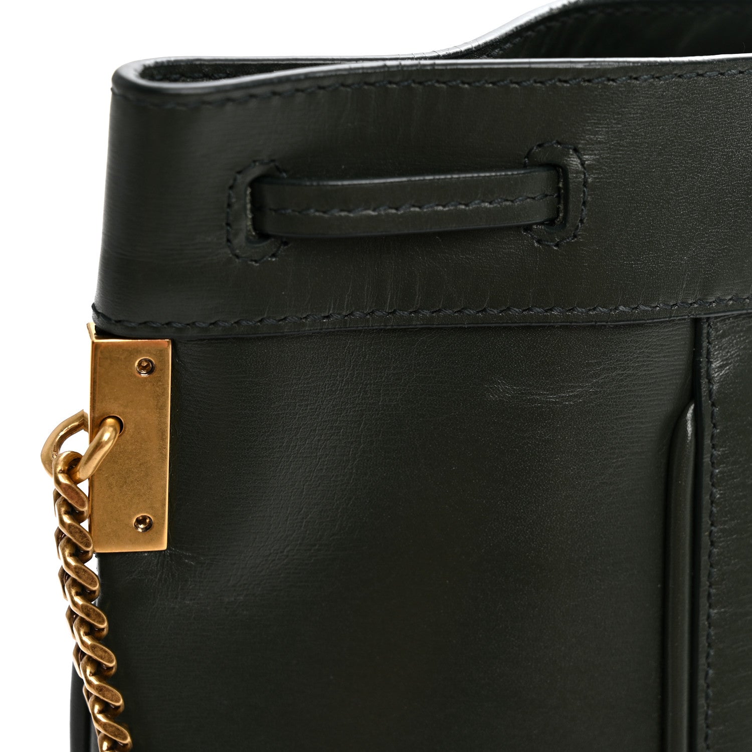 Saint Laurent Smooth Calfskin Small Talitha Bucket Bag Vert Fonce 10 of 10