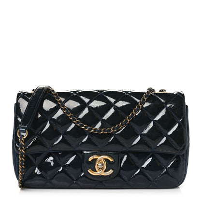Chanel Patent Goatskin Quilted Small CC Eyelet Flap Blue 1 of 12