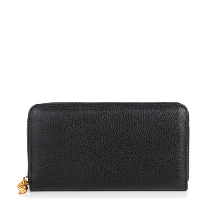 Alexander McQueen Pebbled Calfskin Skull Continental Zip Wallet Black 1 of 8