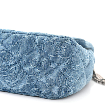 Chanel Denim Quilted Medium Camellia Sweetheart Flap Blue 10 of 12
