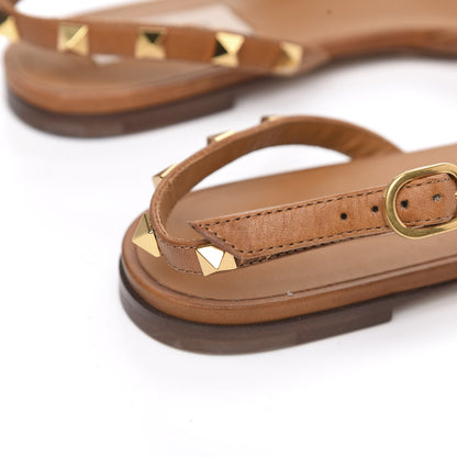 Valentino Garavani Raffia Calfskin Rockstud Slingback Flats 38 Naturale 9 of 9