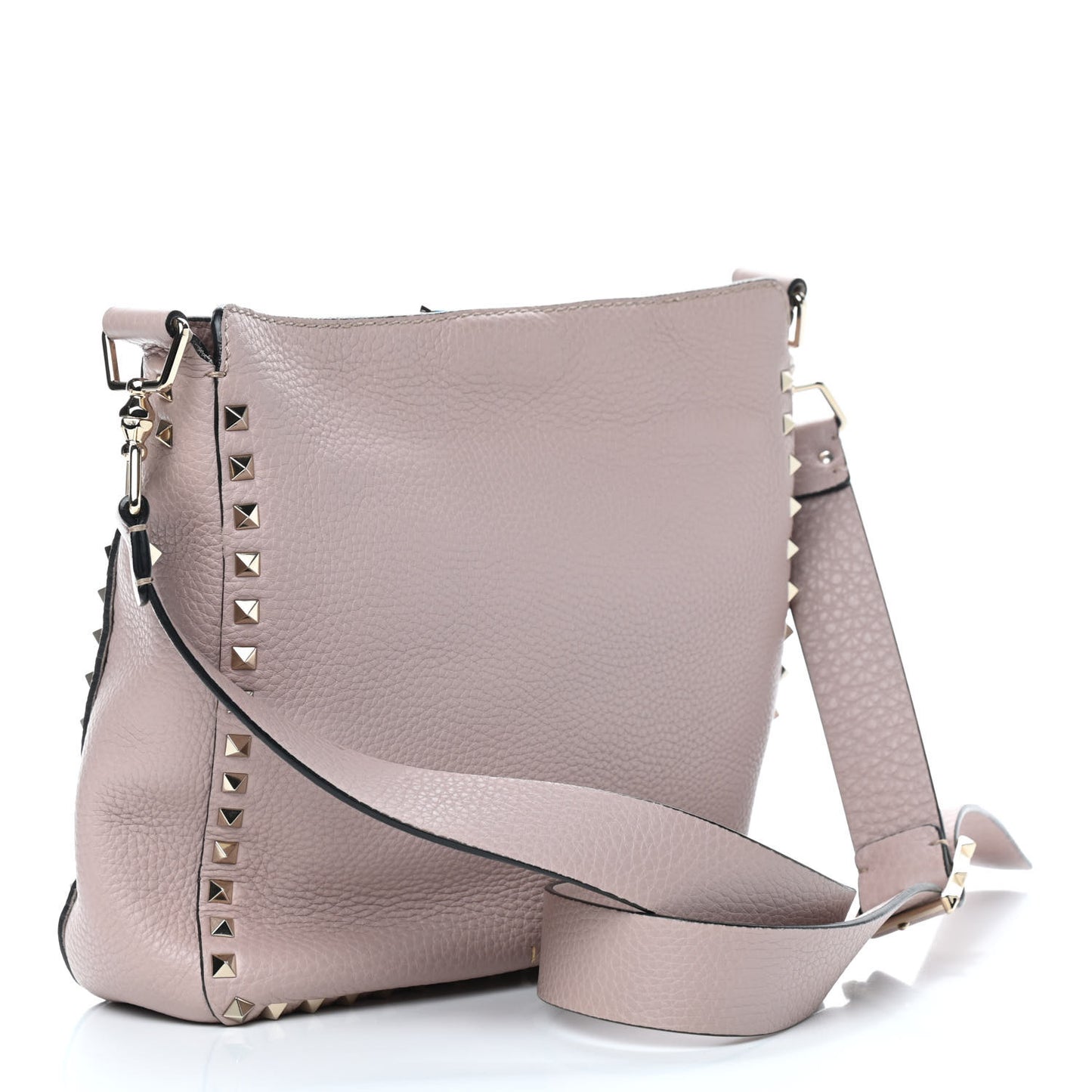 Pebbled Calfskin Small Rockstud Flip-Lock Messenger Bag Poudre