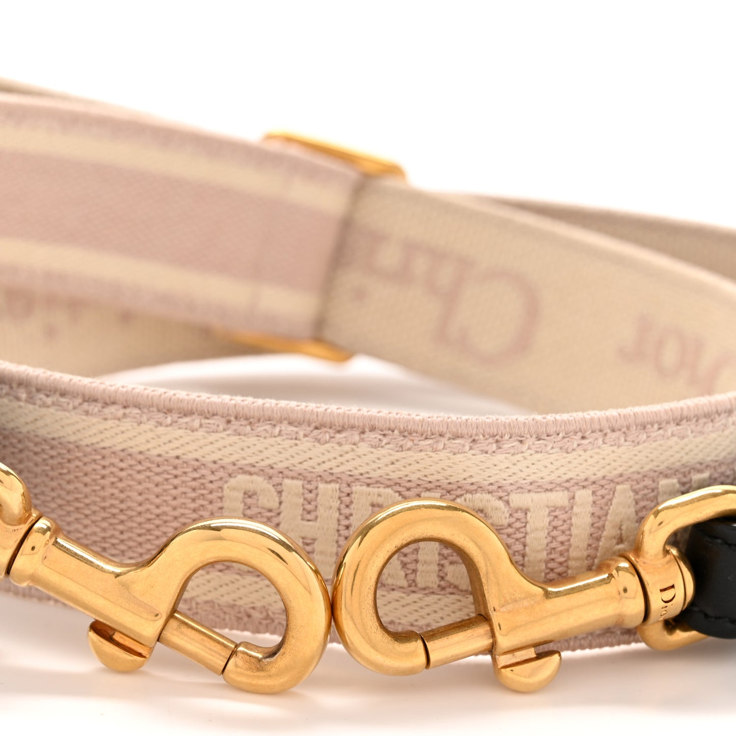 Canvas Embroidered Shoulder Strap Pink Beige