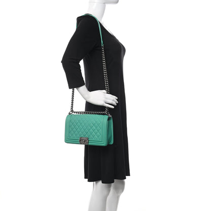 Chanel Calfskin Quilted Medium Boy Flap Green 2 of 8