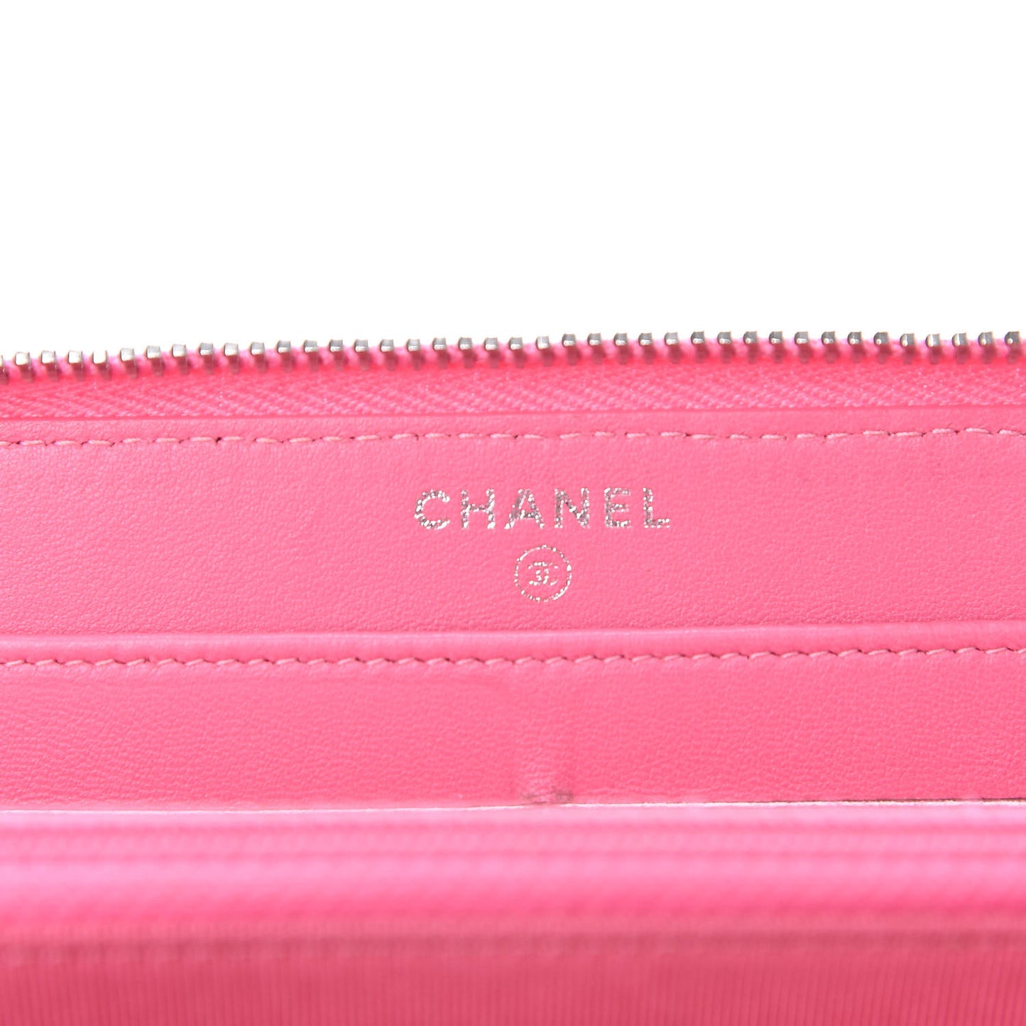 Ombre Patent Calfskin Quilted Large Gusset Zip Around Wallet Pink