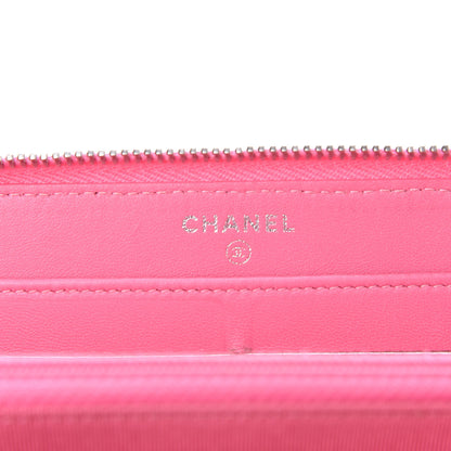 Chanel Ombre Patent Calfskin Quilted Large Gusset Zip Around Wallet Pink 8 of 14