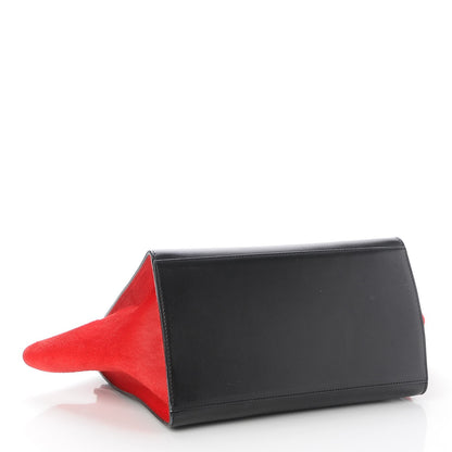 Celine Pony Hair Smooth Calfskin Medium Tri-Color Trapeze Glacier Red Black 5 of 9