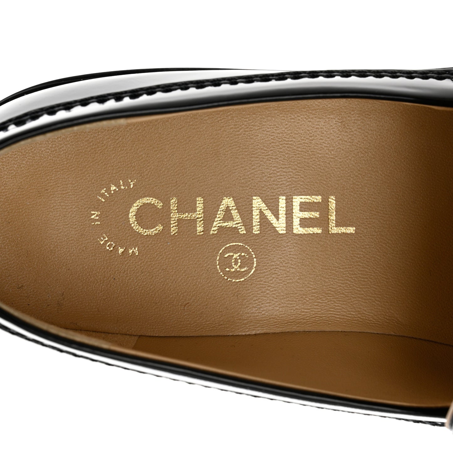 Shiny Calfskin Logo Loafers 38.5 Black