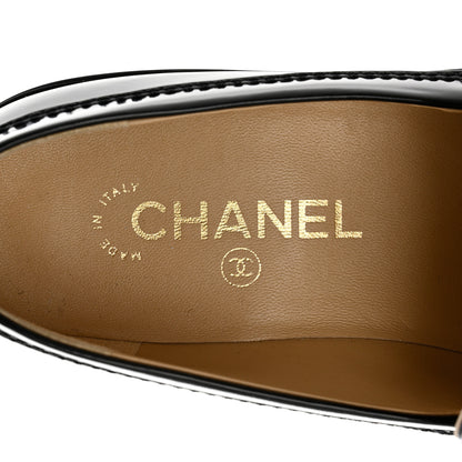 Chanel Shiny Calfskin Logo Loafers 38.5 Black 7 of 9