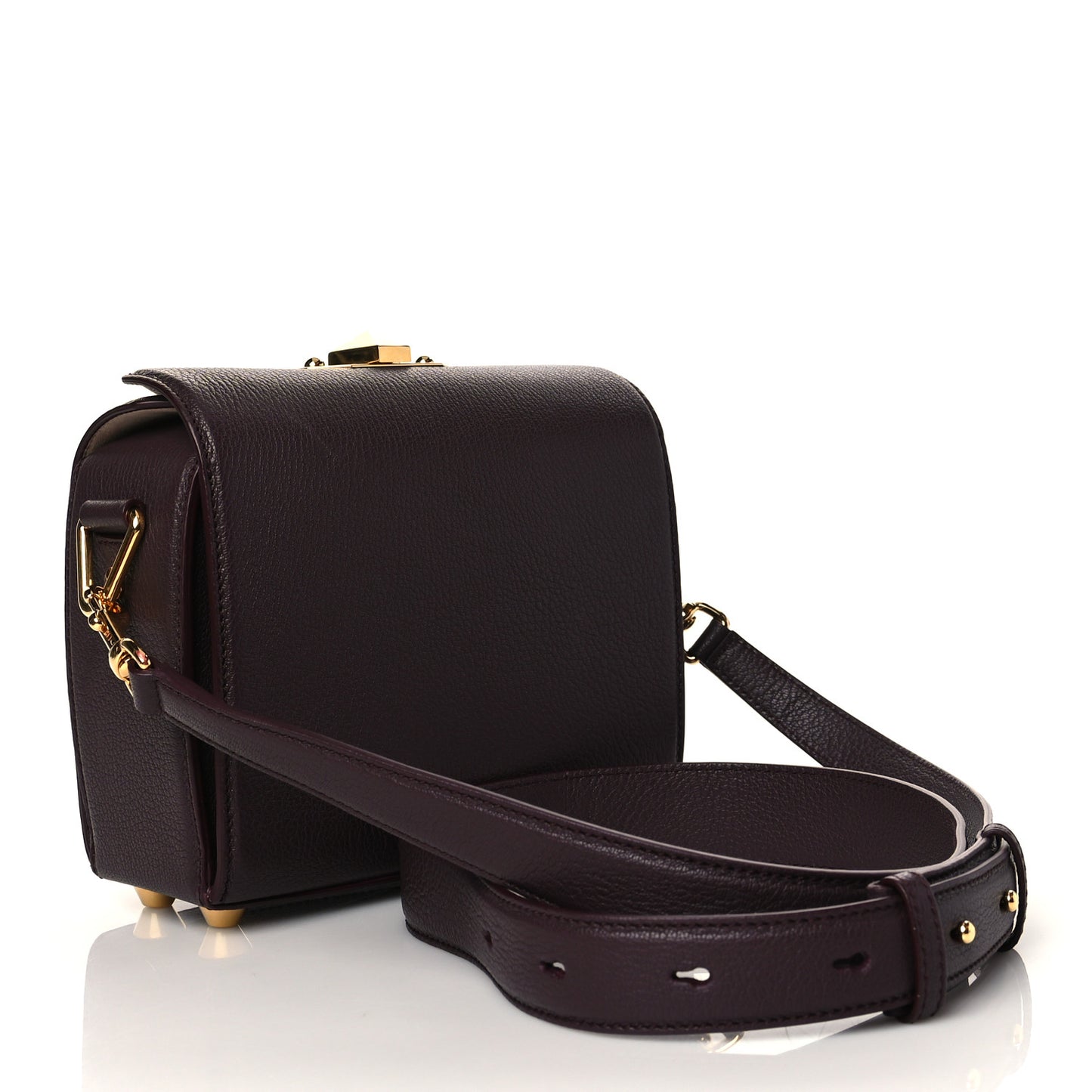 Fine Grain Goatskin Box Shoulder Bag 19 Bordeaux