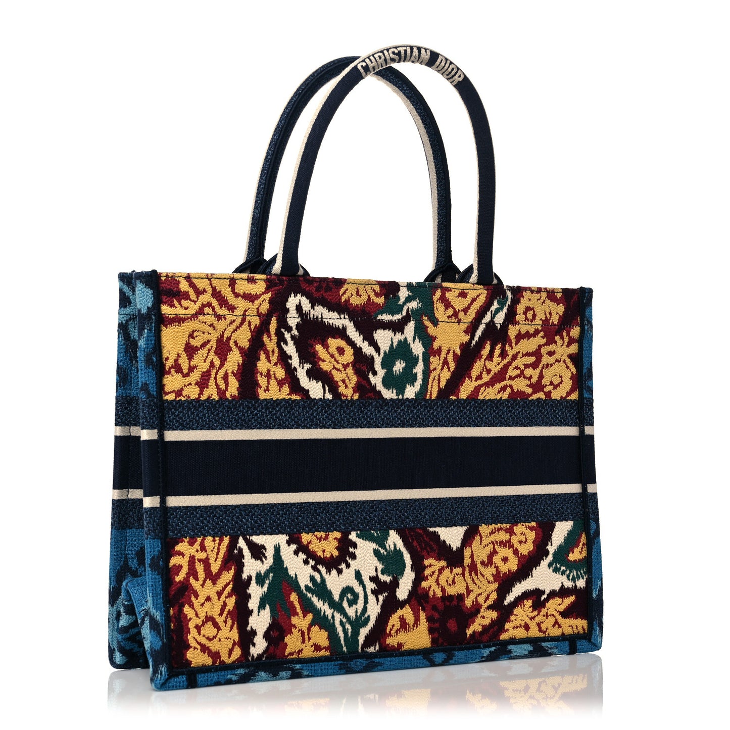 Canvas Embroidered Paisley Medium Book Tote Blue Multicolor
