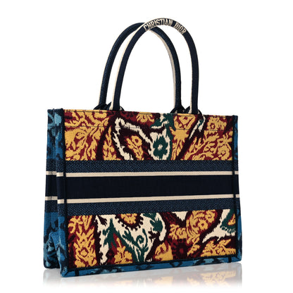 Christian Dior Canvas Embroidered Paisley Medium Book Tote Blue Multicolor 2 of 9